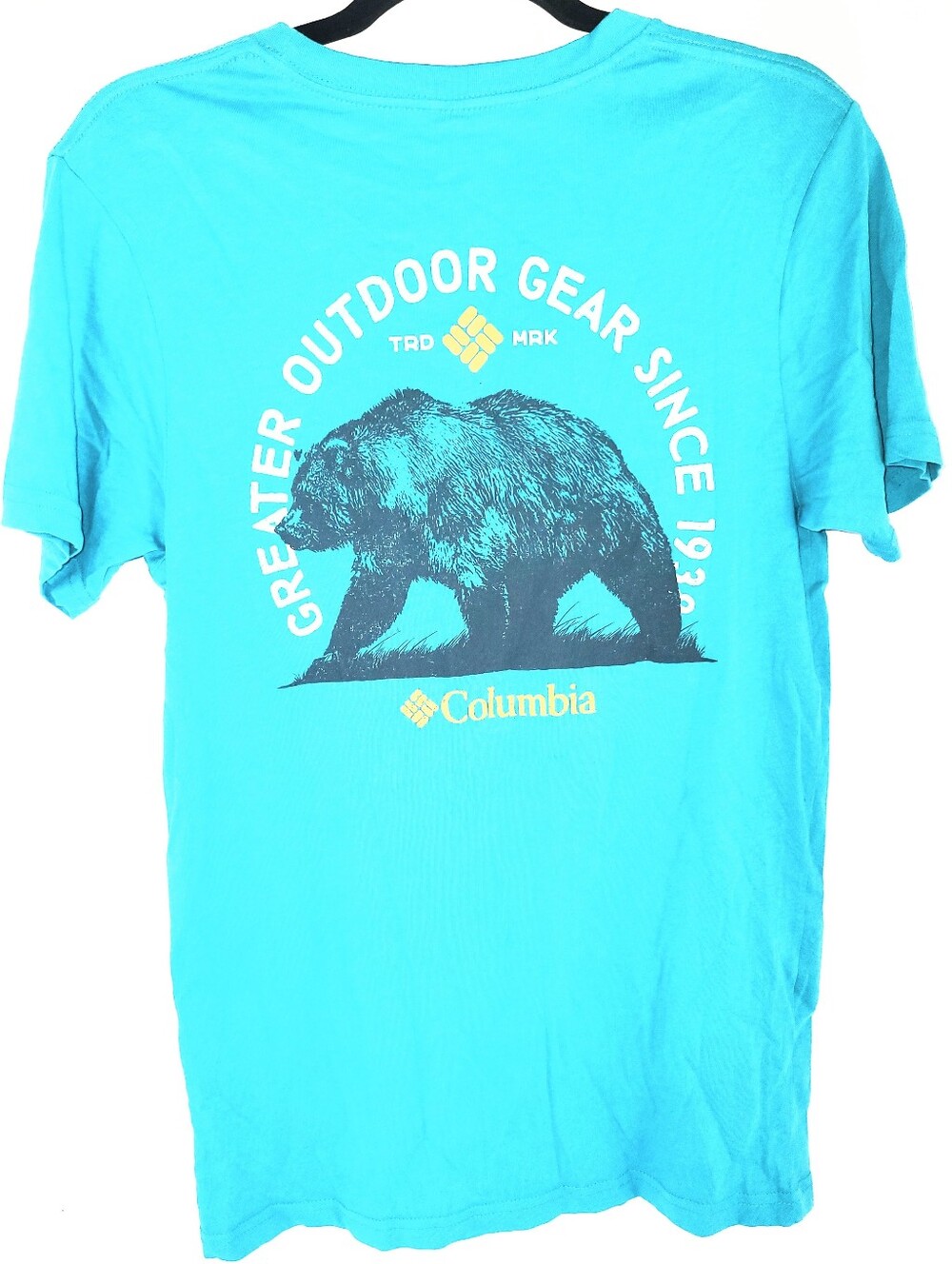 NWOT Columbia Men's Teal Kenzo Tee Outdoors Bear Graphic T-shirt Small